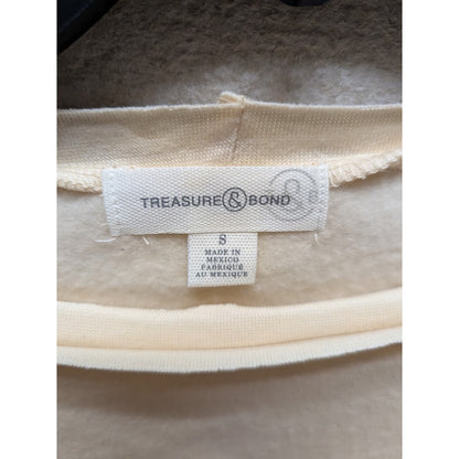 Treasure & Bond SMALL Tan Bleached Long Sleeve Crew Neck Pullover Sweatshirt