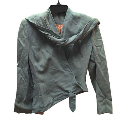 1940 Vintage Asymmetric Wool Wrap SMALL Jacket Scarf Pom Pom Trim Union Label