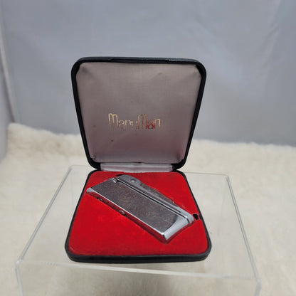 Vintage Maruman Chrome Pocket Lighter Box Ireland Mid-Century Modern Minimalist