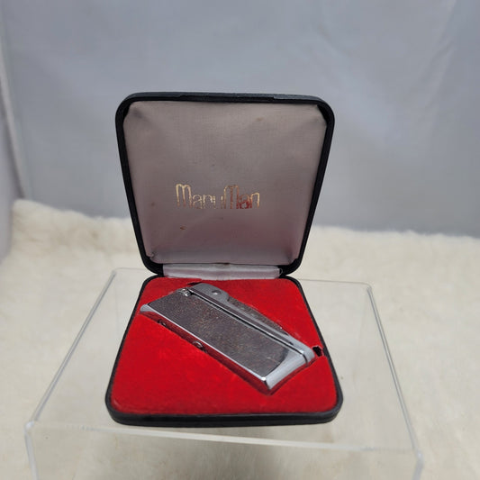 Vintage Maruman Chrome Pocket Lighter Box Ireland Mid-Century Modern Minimalist