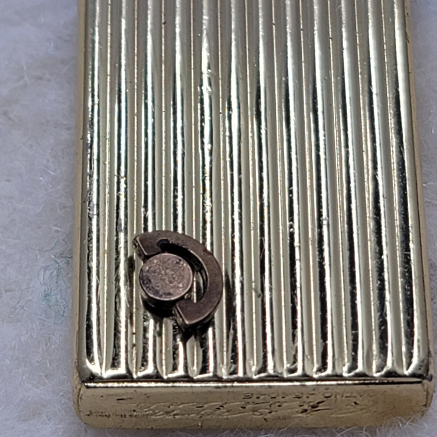 Vintage Ribbed Gold Mechanical Music Box Pocket Lighter Japan Smoke Gets In Eyes