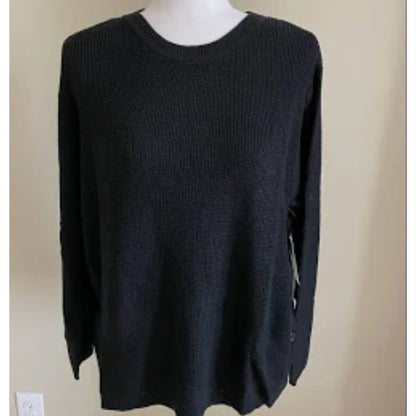 1. STATE Waffle Knit Button Side detail  Sweater Black Casual Long Sleeve XS