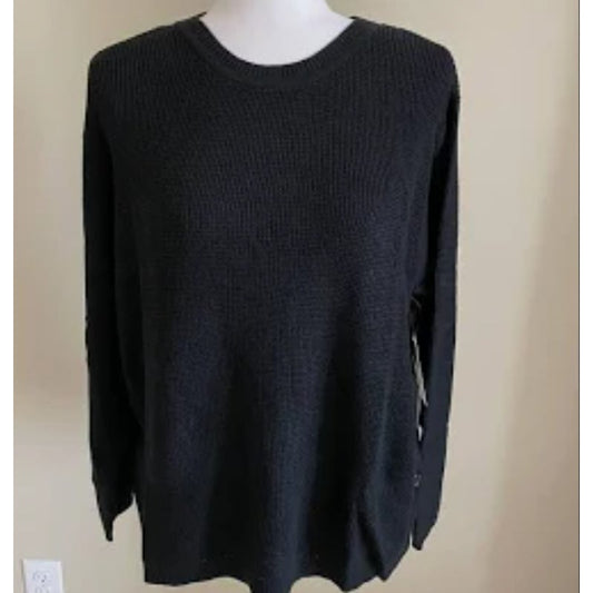 1. STATE Waffle Knit Button Side detail  Sweater Black Casual Long Sleeve XS