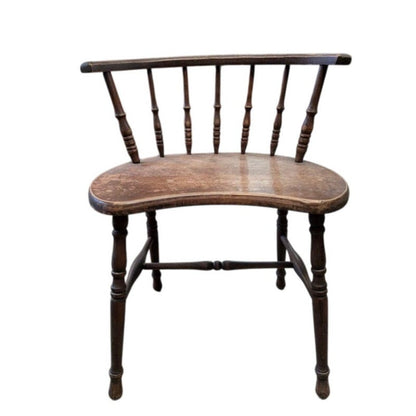 Secondhand Sandies: Antique 19thC Wood Spindle Chair | 20x11 Kidney Plank Accent Vanity Seat