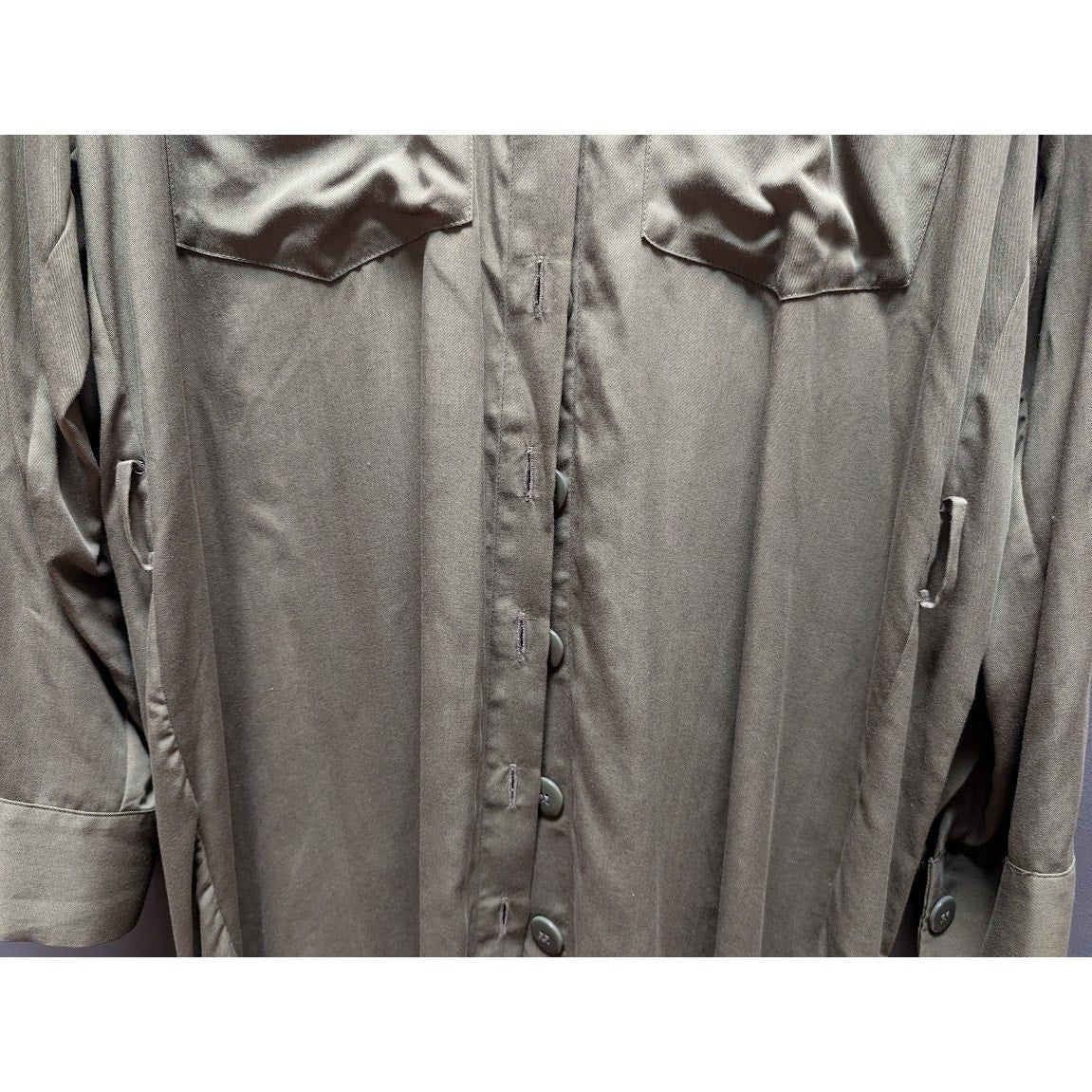 Topshop Size 6 Small Womens button up shirt dress MISSING BELT khaki