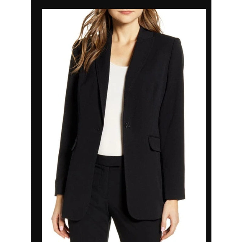 Vince Camuto Rich Black Size 6 Peak Lape Blazer NEW Career Casual Essential