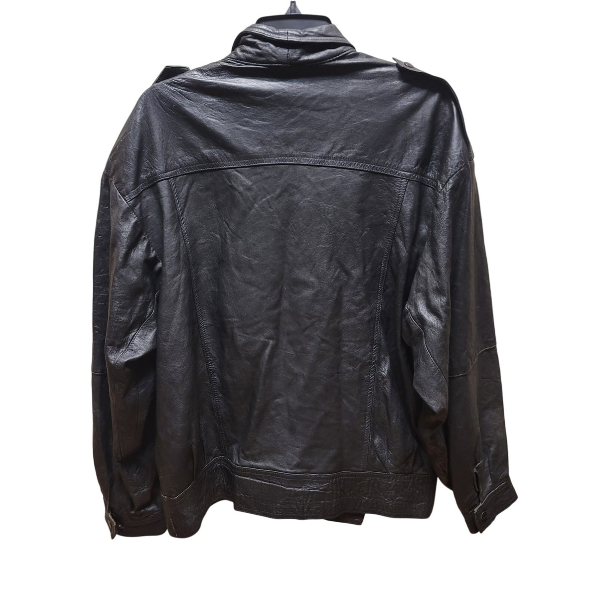 Leatherman Vintage 1980s Black leather Jacket Wing Sleeve Snaps Pockets