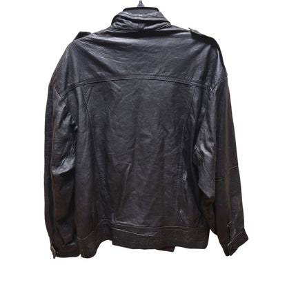 Leatherman Vintage 1980s Black leather Jacket Wing Sleeve Snaps Pockets