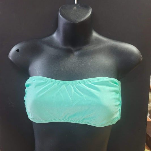 Blue Sky LT. GREEN SHIMMER NEW Bandeau Side Bone Swim Top LIned TieBack XL