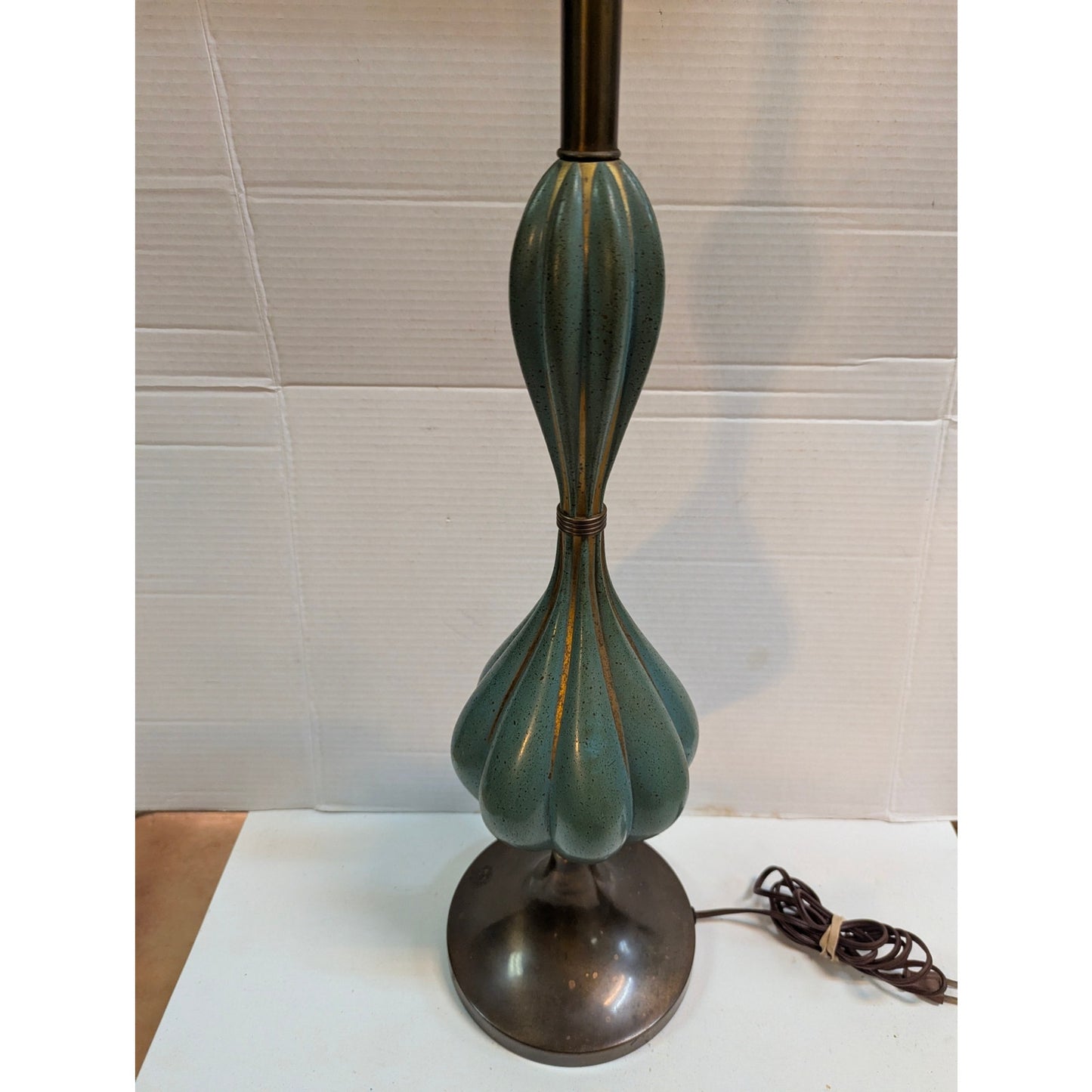 Vintage Mid Century Modern Rembrandt 926 Brass Table Lamp Teal Blue MCM Genie