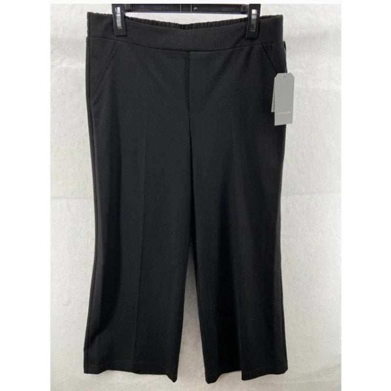 Wit & Wisdom Small Petite Black Casual Pants Capri Flat Front pull Elastic Waist