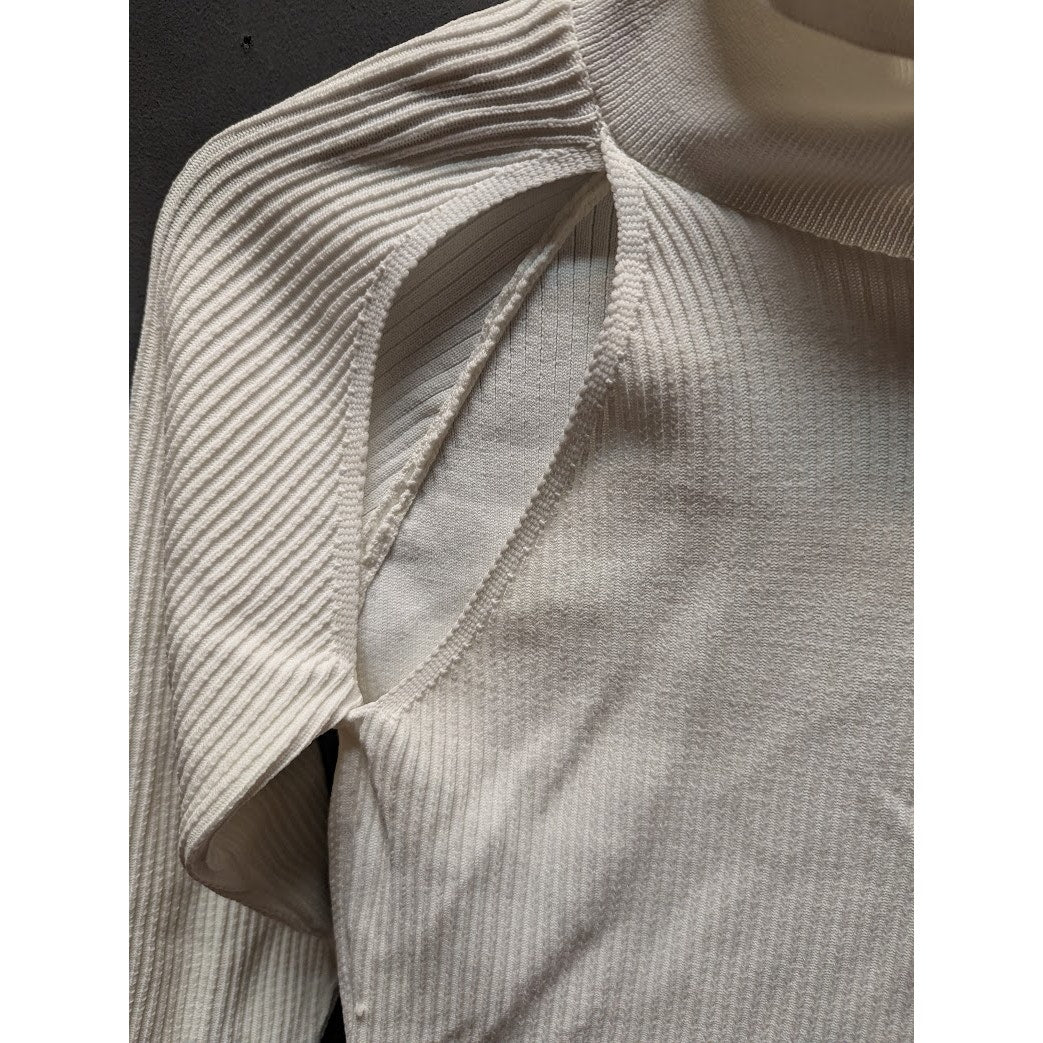 Topshop Cream Ribbed Cold-Shoulder Turtleneck Size US 4-6 (UK S) Small NEW