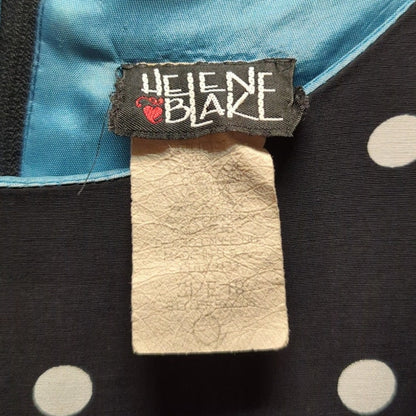 Vintage Helen Blake Black White Polka Dot Midi Dress Retro Rockabilly Style 18