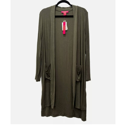 NWT Catherine Malandrino MEDIUM Ribbed Long Cardigan Grape Leaf Green MSRP $88
