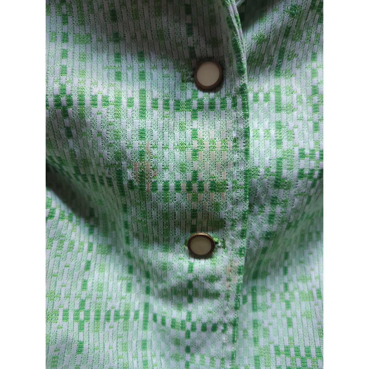 Vintage Polyester Knit 2 pc. pleated skirt blouse Set Green Size Medium