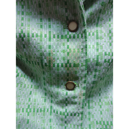 Vintage Polyester Knit 2 pc. pleated skirt blouse Set Green Size Medium