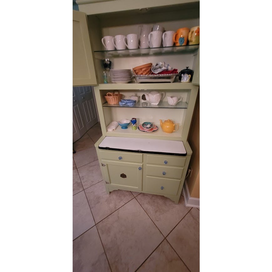 Secondhand Sandies: Sage Green Farmhouse Hoosier Kitchen Cabinet Hutch
