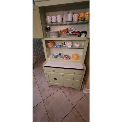 Secondhand Sandies: Sage Green Farmhouse Hoosier Kitchen Cabinet Hutch
