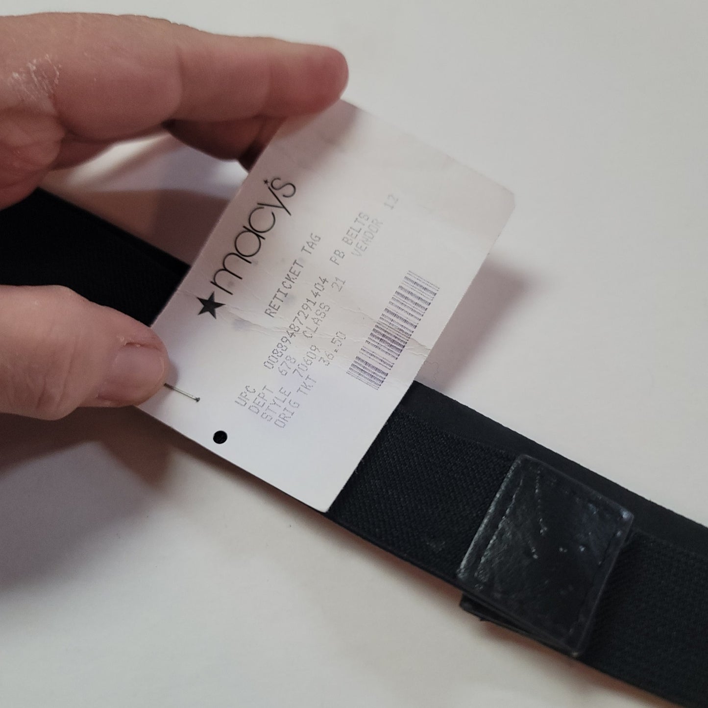 Black Stretchy MACYs Smoky grey rhinestones dressy thin belt Medium / Large