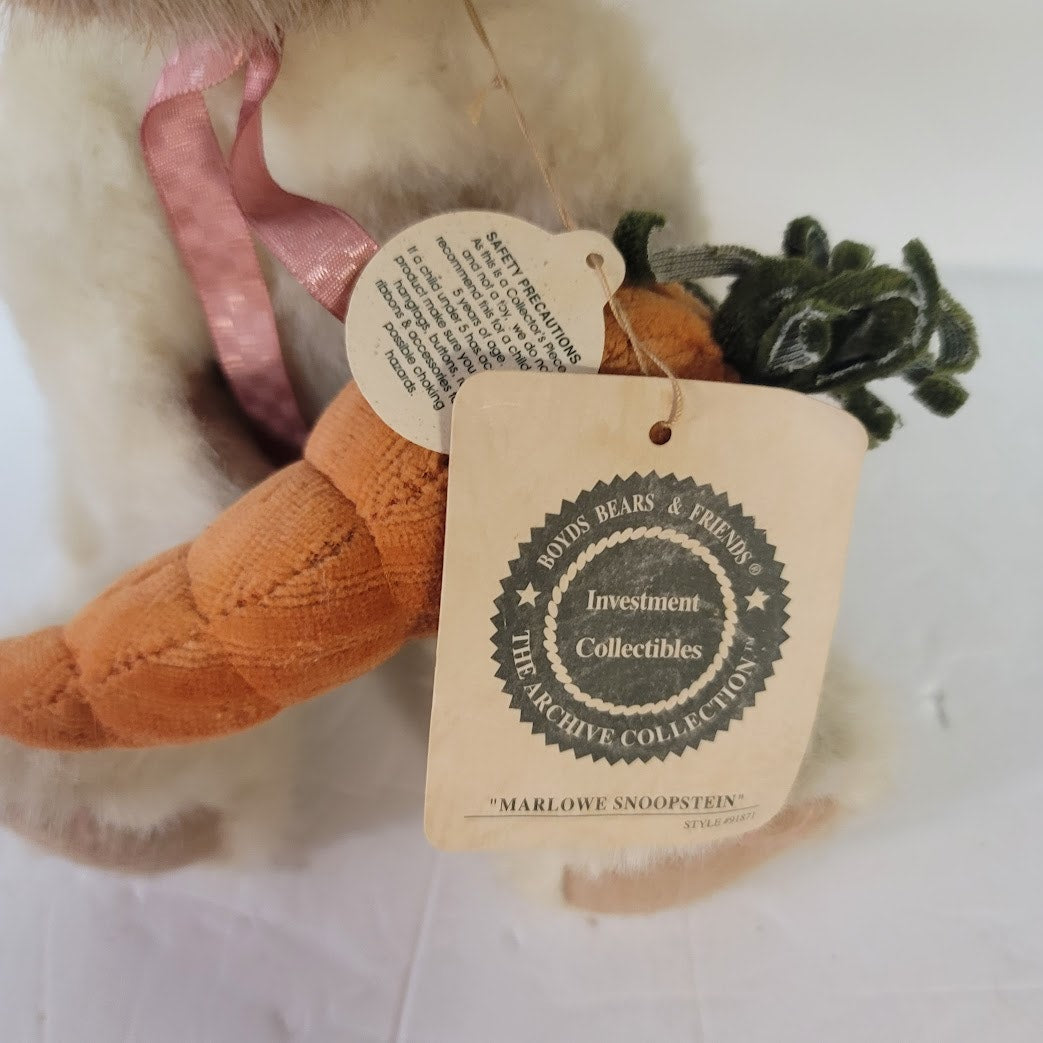 BOYDS BEARS MARLOW SNOOPSTEIN TEDDY BEAR IN BUNNY OUTFIT W/CARROT 91871