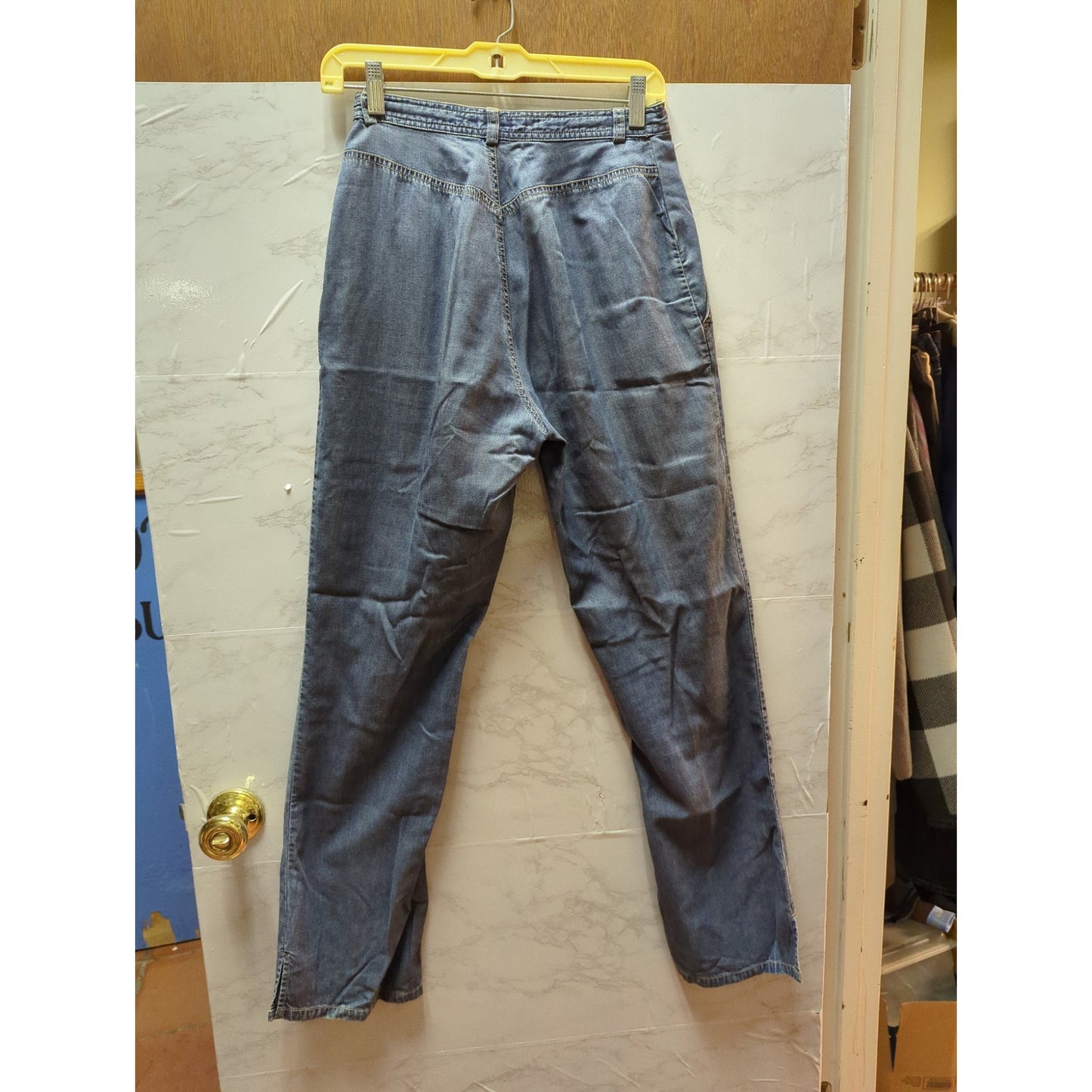 Vintage Lightweight Cotton Light Wash Bootcut Hem Slit High Waist Jeans Size 6