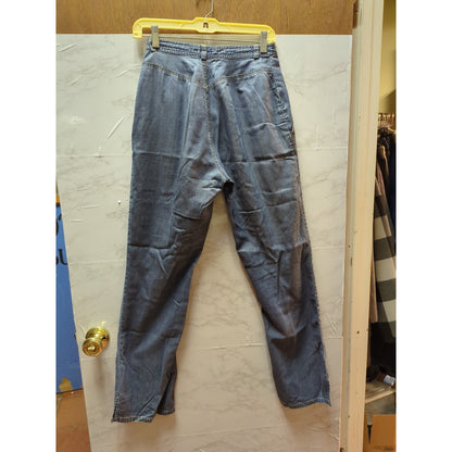 Vintage Lightweight Cotton Light Wash Bootcut Hem Slit High Waist Jeans Size 6