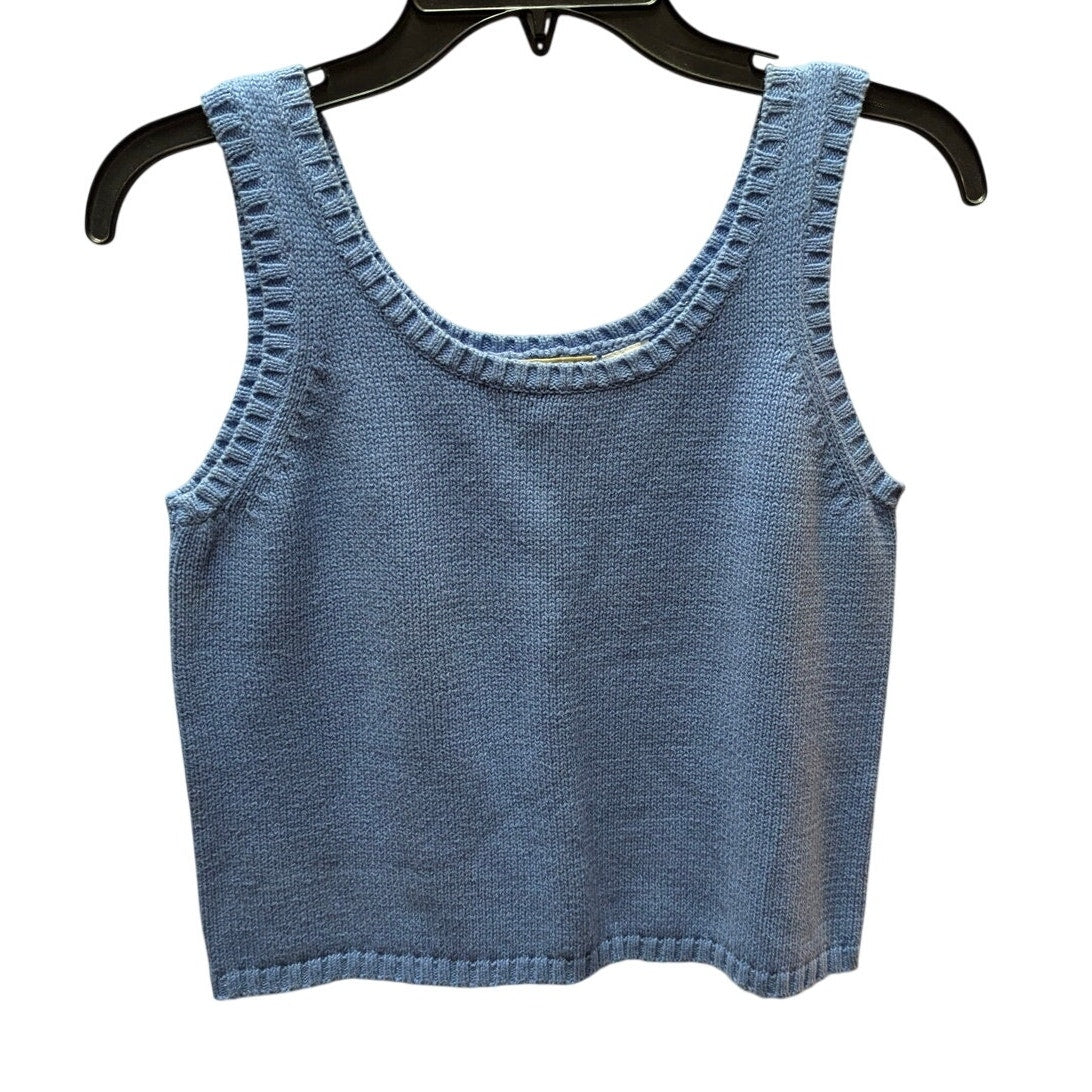 Liz Claiborne Cropped Knit Tank Top Womens Medium Periwinkle Blue Sweater Vest