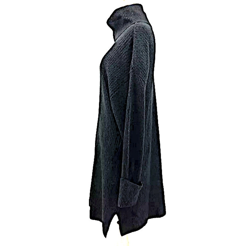 NWT Topshop Long Cuff Sleeve Turtleneck Sweater Tunic Dress Sz 4-6 US Charcoal