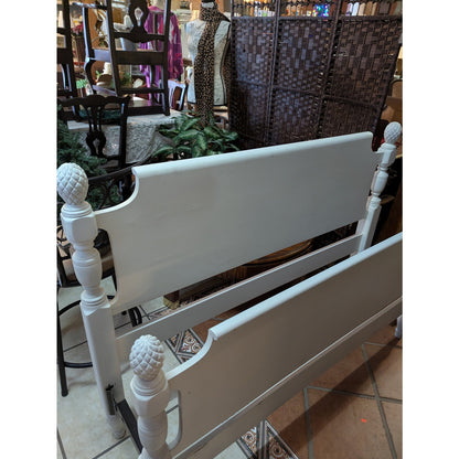 Secondhand Sandies: White full Size WOOD bed frame with rails
