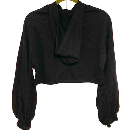 NWT Know One Cares Soft Lightweight Hoodie Crop Top Sz Medium in Black