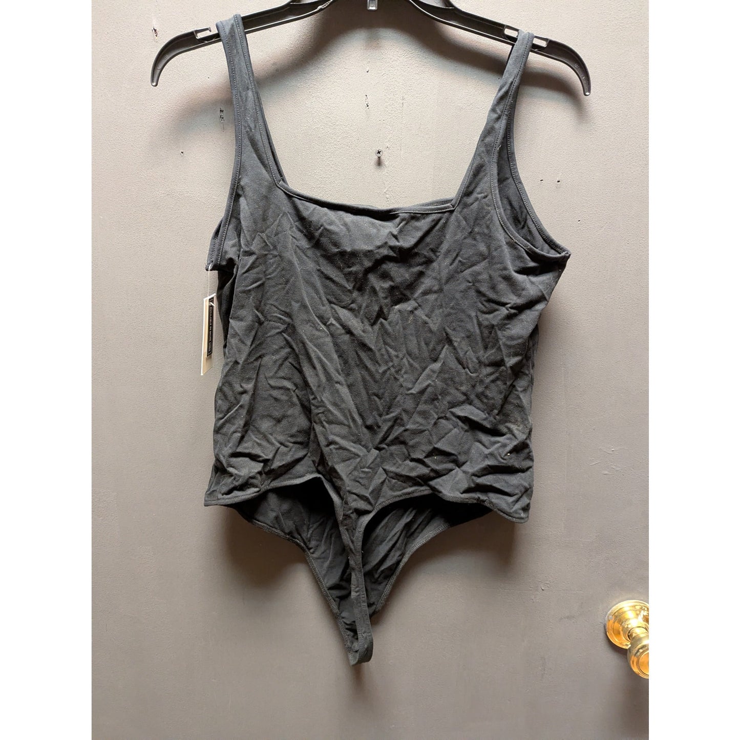 BP. Black Lace Trim Thong Bodysuit XL  NWT Layering Sleeveless Square Neck