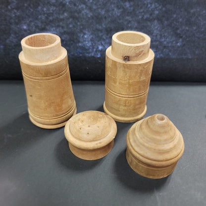 Vintage Pair Wood Salt Shaker and Toothpick Dispenser Portugal 4"
