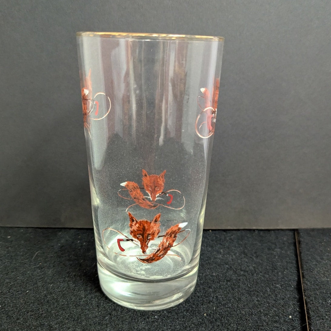 Vintage West Virginia Glass Running Fox Highball Tumbler Glasses Mid-Century 6Pc