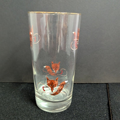 Vintage West Virginia Glass Running Fox Highball Tumbler Glasses Mid-Century 6Pc