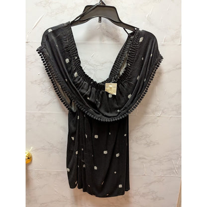 Gibson Black Off-the-Shoulder Embroidered Medallion Rayon Blouse Size Small