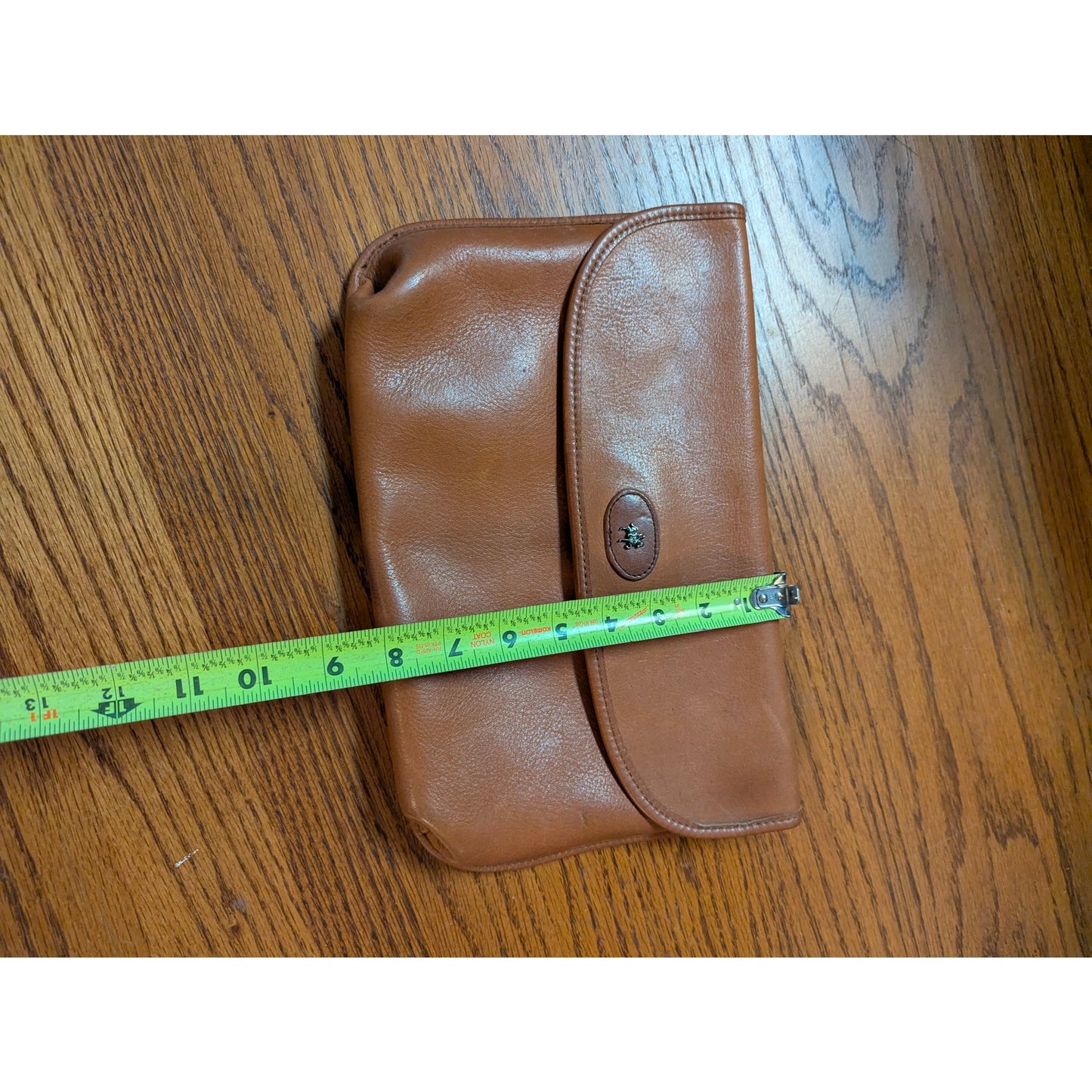 Vintage Mark Cross Tan Leather Minimalist Envelope Turnlock Clutch Bag