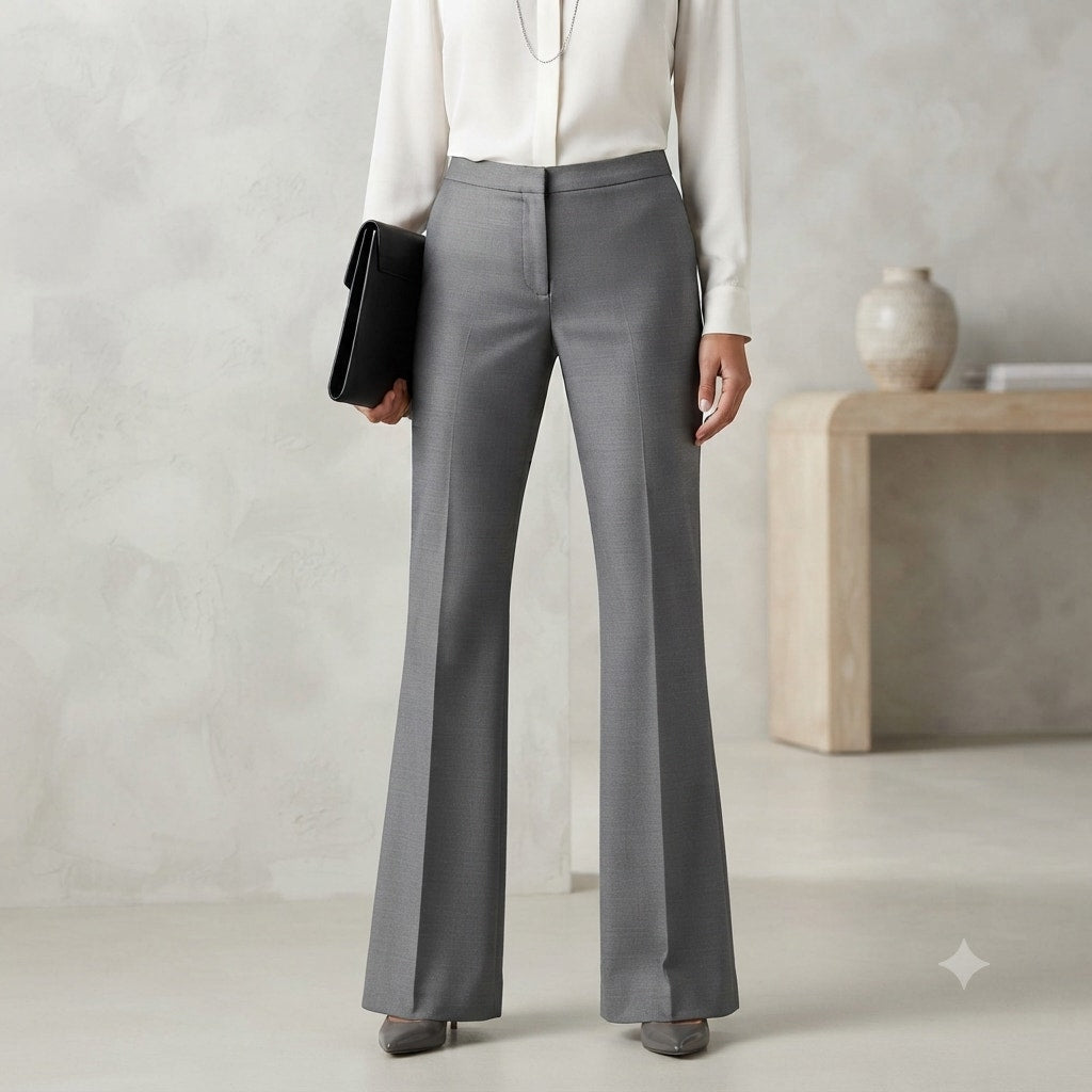 Alex Marie Classic Flat Front No Pockets Gray dress slacks Pants Career 4 Petite