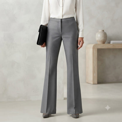 Alex Marie Classic Flat Front No Pockets Gray dress slacks Pants Career 4 Petite