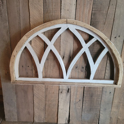 SECONDHAND SANDIES:  Wood Arched Window Frame NO Glass White Rustic Farmhouse