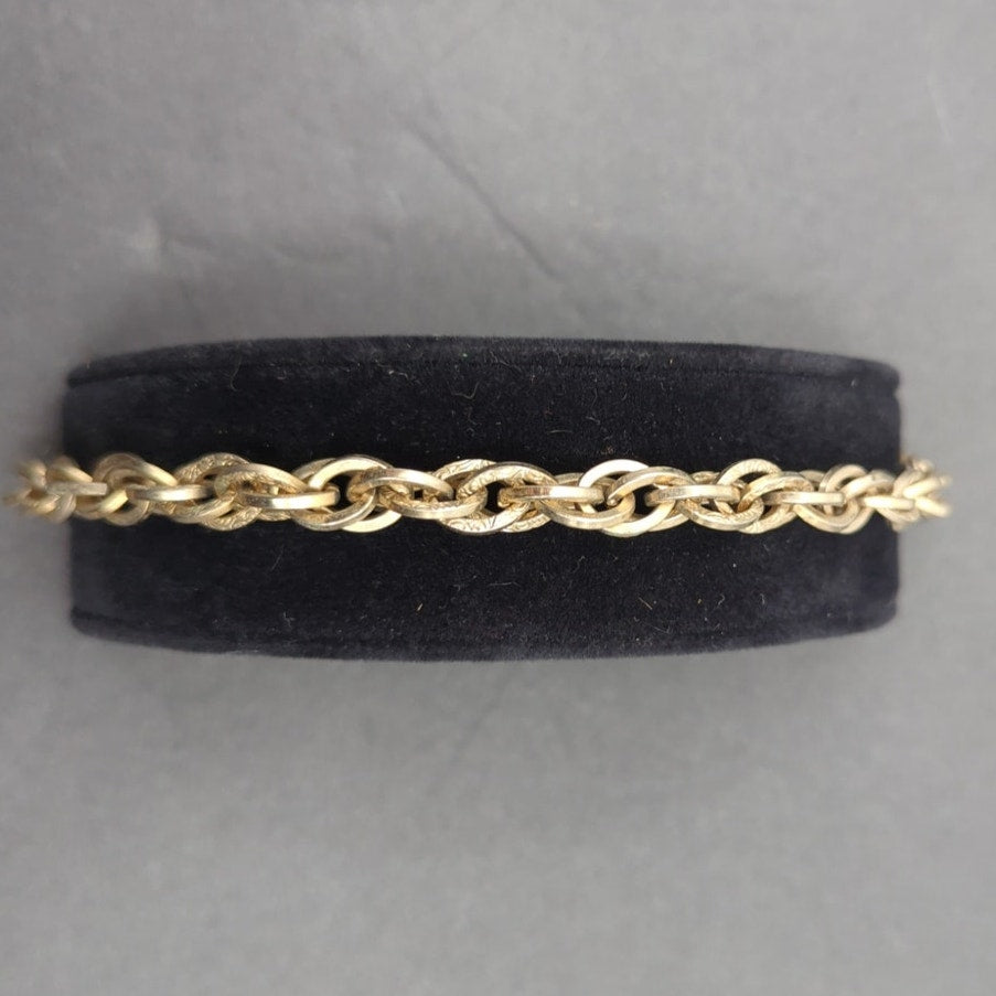 Vintage Textured Gold Tone Rope Chain Link Bracelet Whimsigoth 90s Minimalist