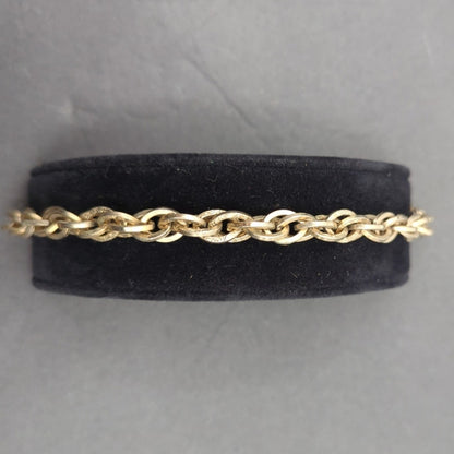 Vintage Textured Gold Tone Rope Chain Link Bracelet Whimsigoth 90s Minimalist