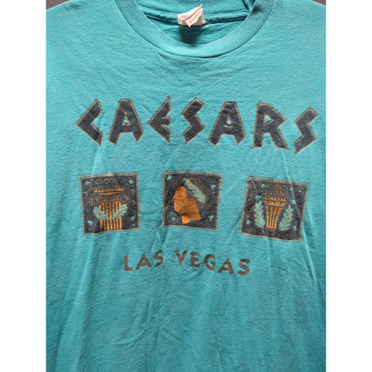 Vintage Tee T-shirt Teal Caesars Exclusively Palace shirt Size XL Single Stitch