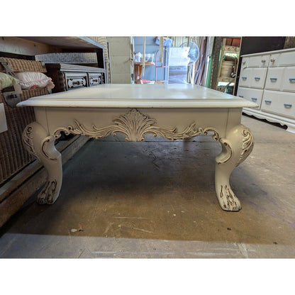 Secondhand Sandies: LARGE white curvy shabby chic coffee table curvy 54"x38"x 19"