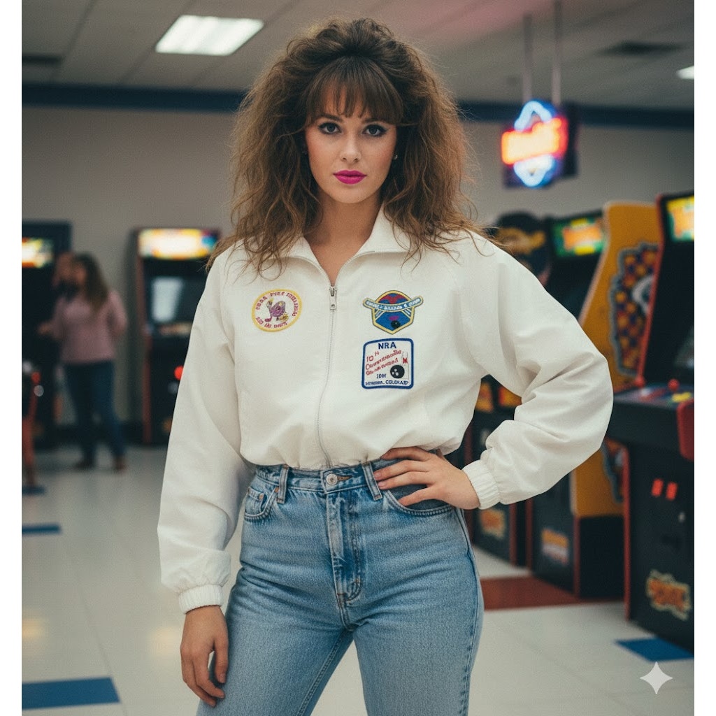 vintage white national bowling association jacket 1990s Size Large collared