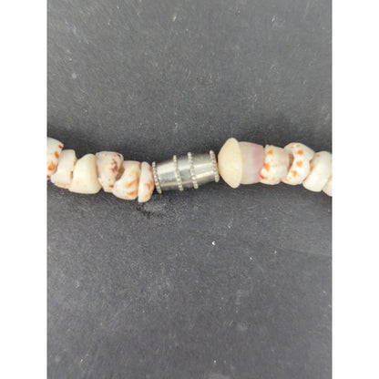Vintage Natural White Puka Shell Disc Bead Necklace Boho Surfer Chic Beachy
