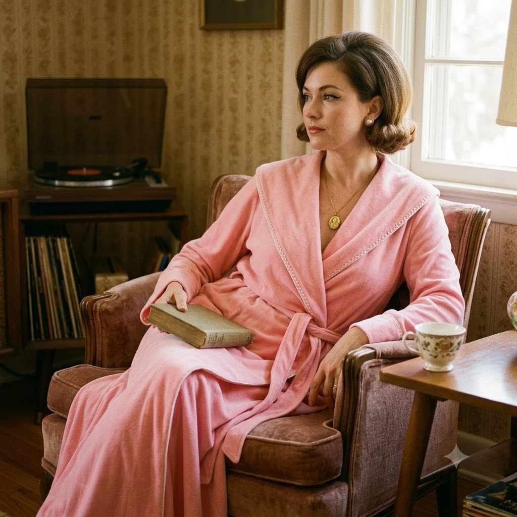Vintage Vassarette Pink Velour Long Bathrobe Robe Small/Medium Whipstitch Detail