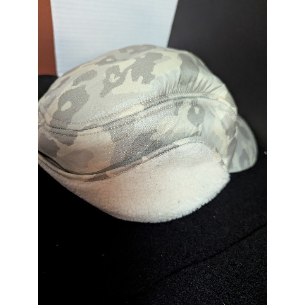 Rag & Bone Medium/Large Gray leopard Camo sherpa lined pilot bomber  hunt cap