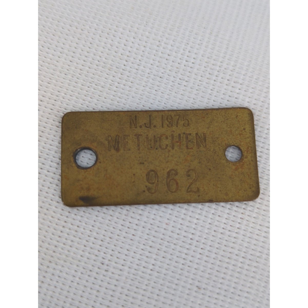 Vintage 1975 Metuchen New Jersey Municipal License Tag Bicycle Pet Dog History