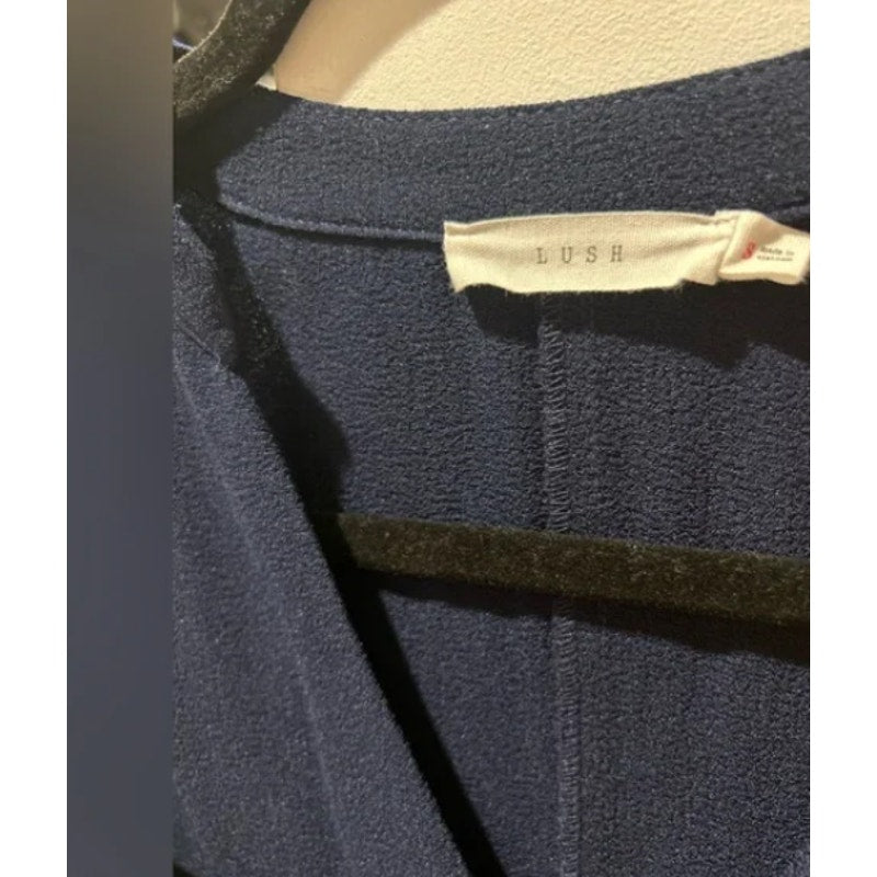 Lush V-Neck Navy sleeve roll-tab cuffs Dress Size Small NEW Casual Travel Light