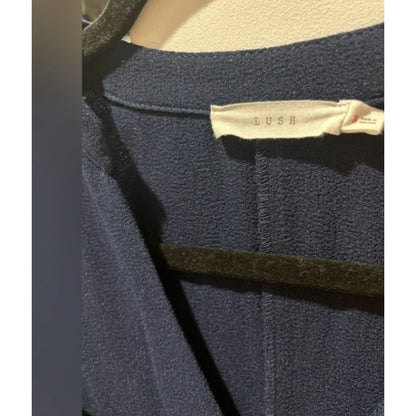 Lush V-Neck Navy sleeve roll-tab cuffs Dress Size Small NEW Casual Travel Light